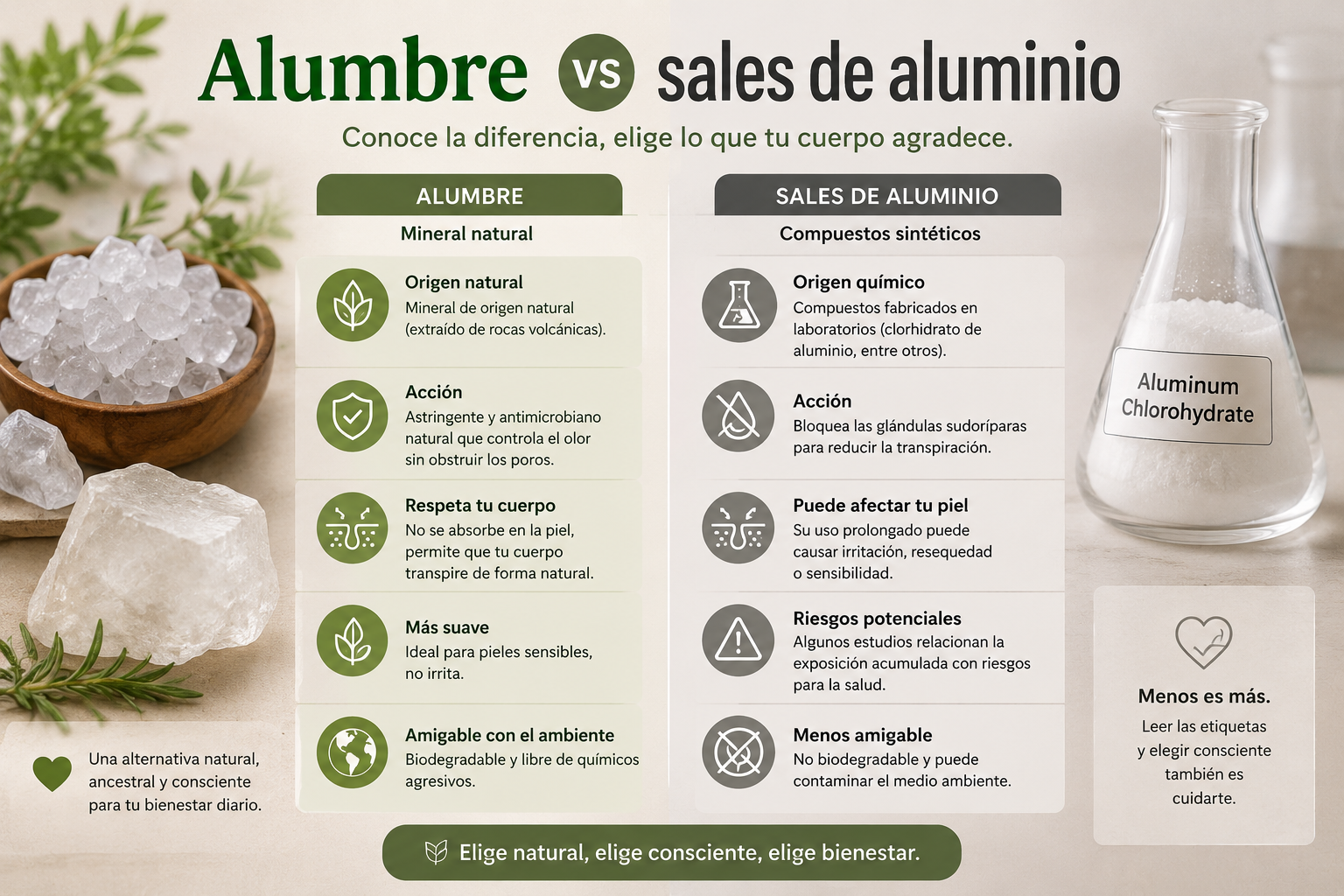 ¿Cuál es la diferencia entre Potassium Alum y Aluminum Chlorohydrate?